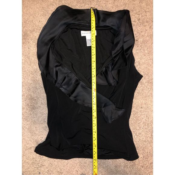 Doncaster Cascading Ruffle Black Silk Sleeveless Blouse, Size Small - Picture 11 of 11